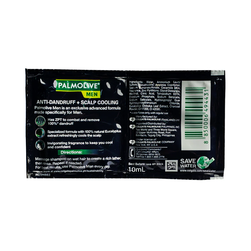 Palmolive Men Anti-Dandruff + Scalp Cooling Shampoo 10ml x 12's - Image 2