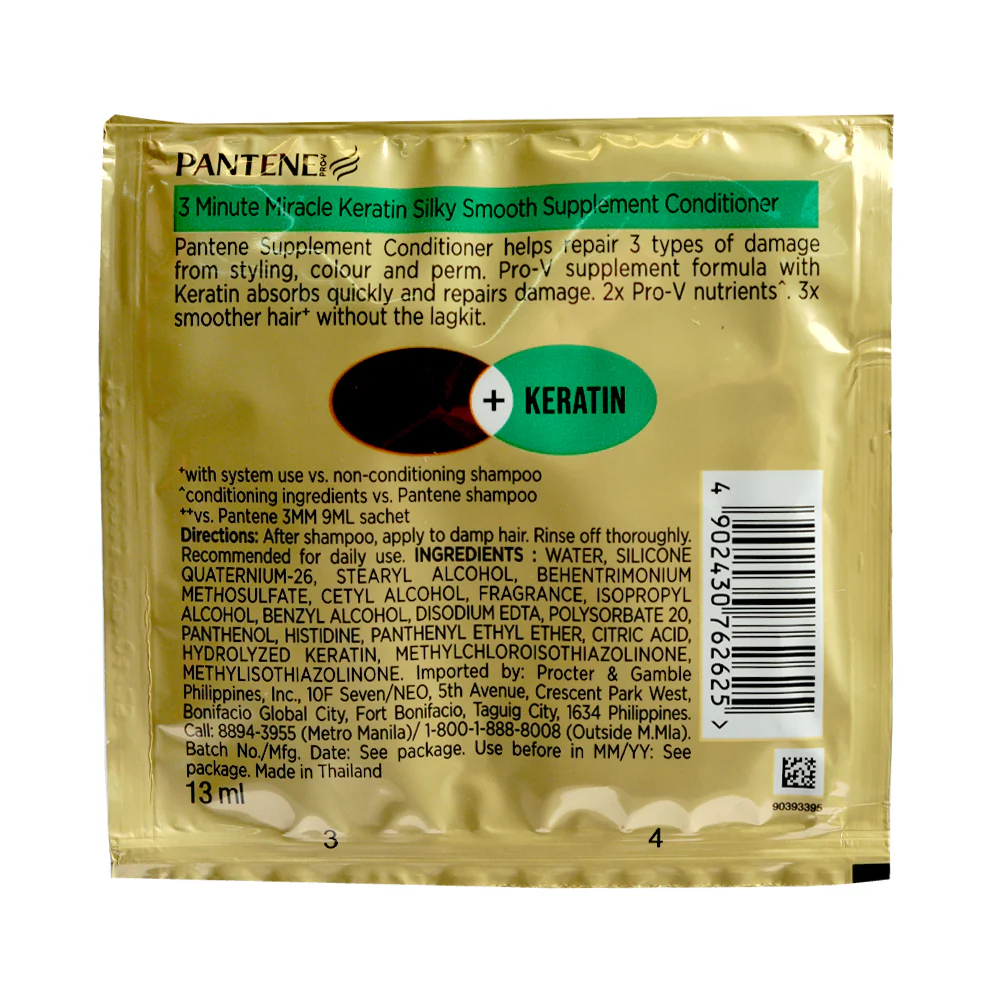 Pantene 3 Minute Miracle Conditioner Silky Smooth Care 13ml x 12's - Image 2