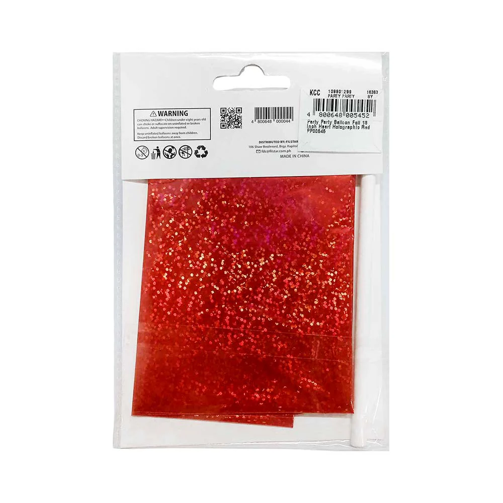 Party Party Balloon Foil 18inch Heart Holographic Red - Image 2