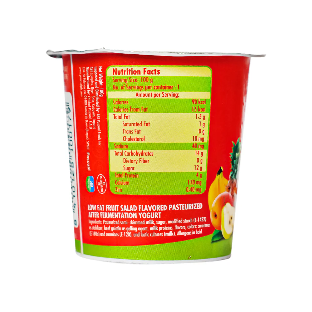 Pascual Pasteurized Yogurt Original Fruit Salad 100g - Image 2