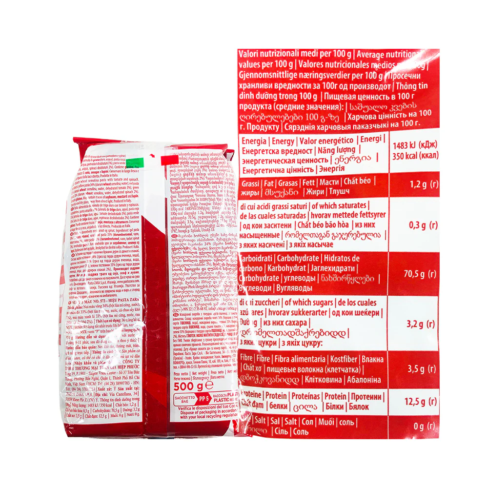 Pasta Zara Pasta Spirali Fusilli Tricolors 500g - Image 2