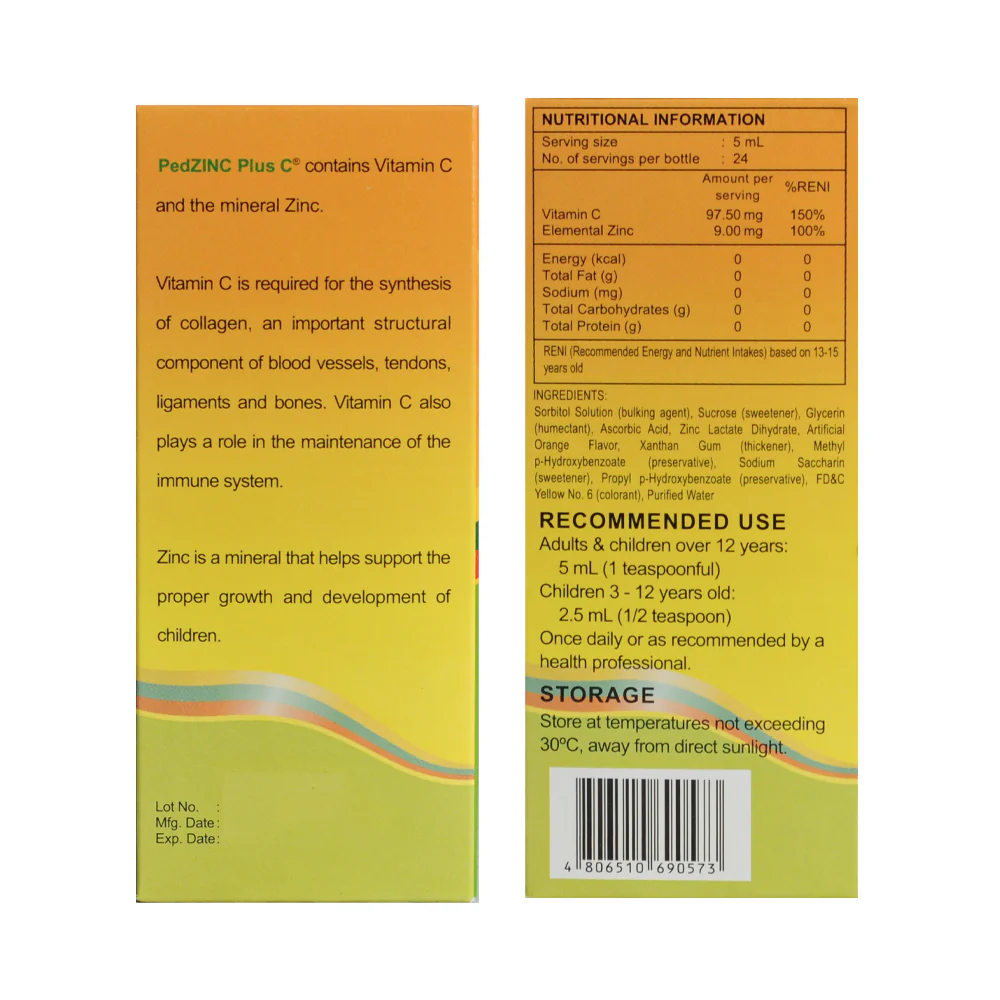 Pedzinc Plus C Syrup 120ml - Image 2