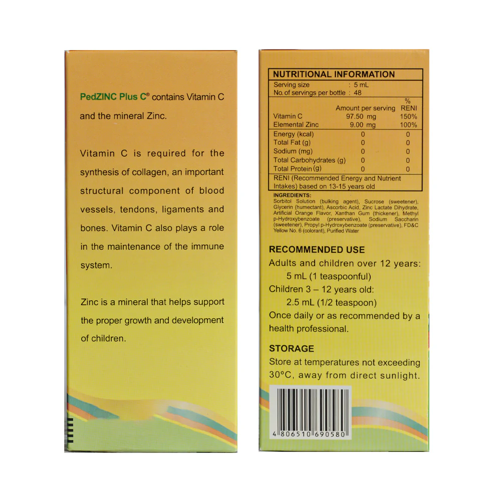 Pedzinc Plus C Syrup 240ml - Image 2