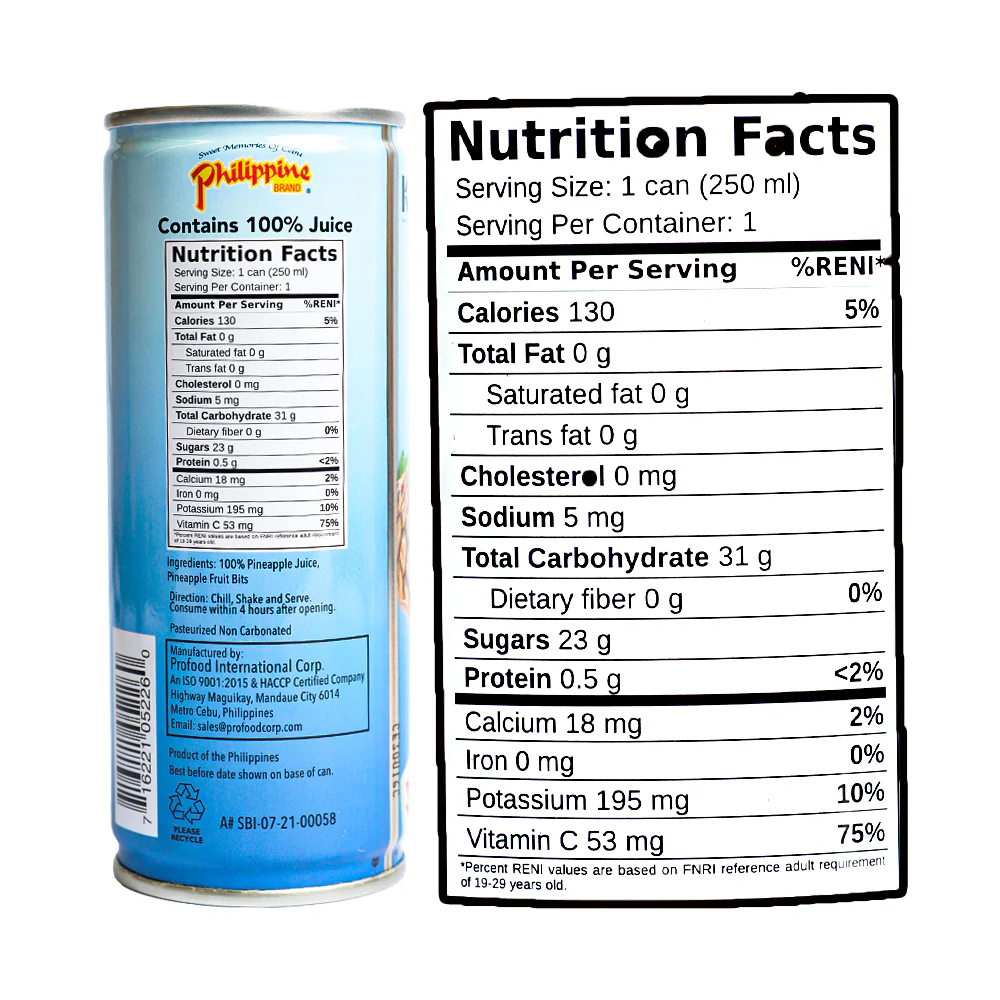 Philippine Brand Juice Drink Pineapple With Bits 250ml - Image 2