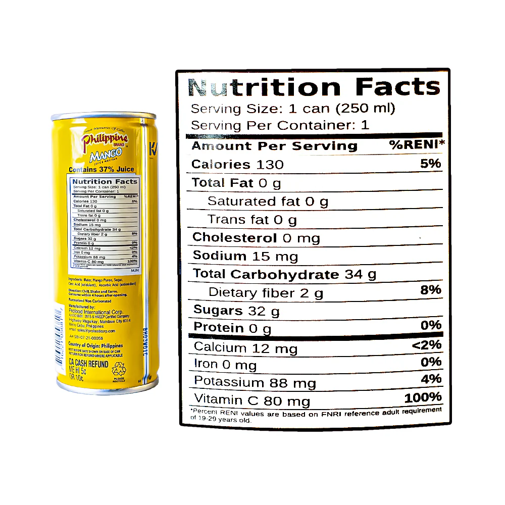 Philippine Brand Mango Juice Nectar 250ml - Image 3