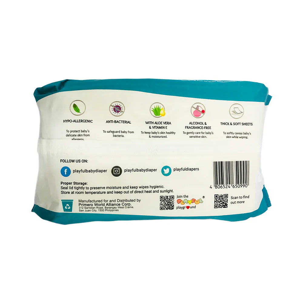 Playful Infants Hypo Allergenic Baby Wipes 90's - Image 2
