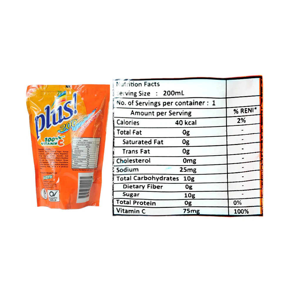 Plus 200 Juice Drink Orange 200ml - Image 3