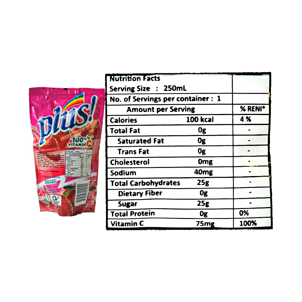 Plus King Size Juice Strawberry 250ml x 10's - Image 4