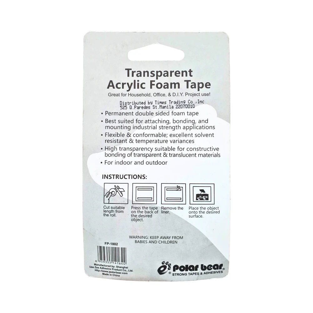 Polar Bear Double Side Transparent Foam Tape 18mm X 2m - Image 2