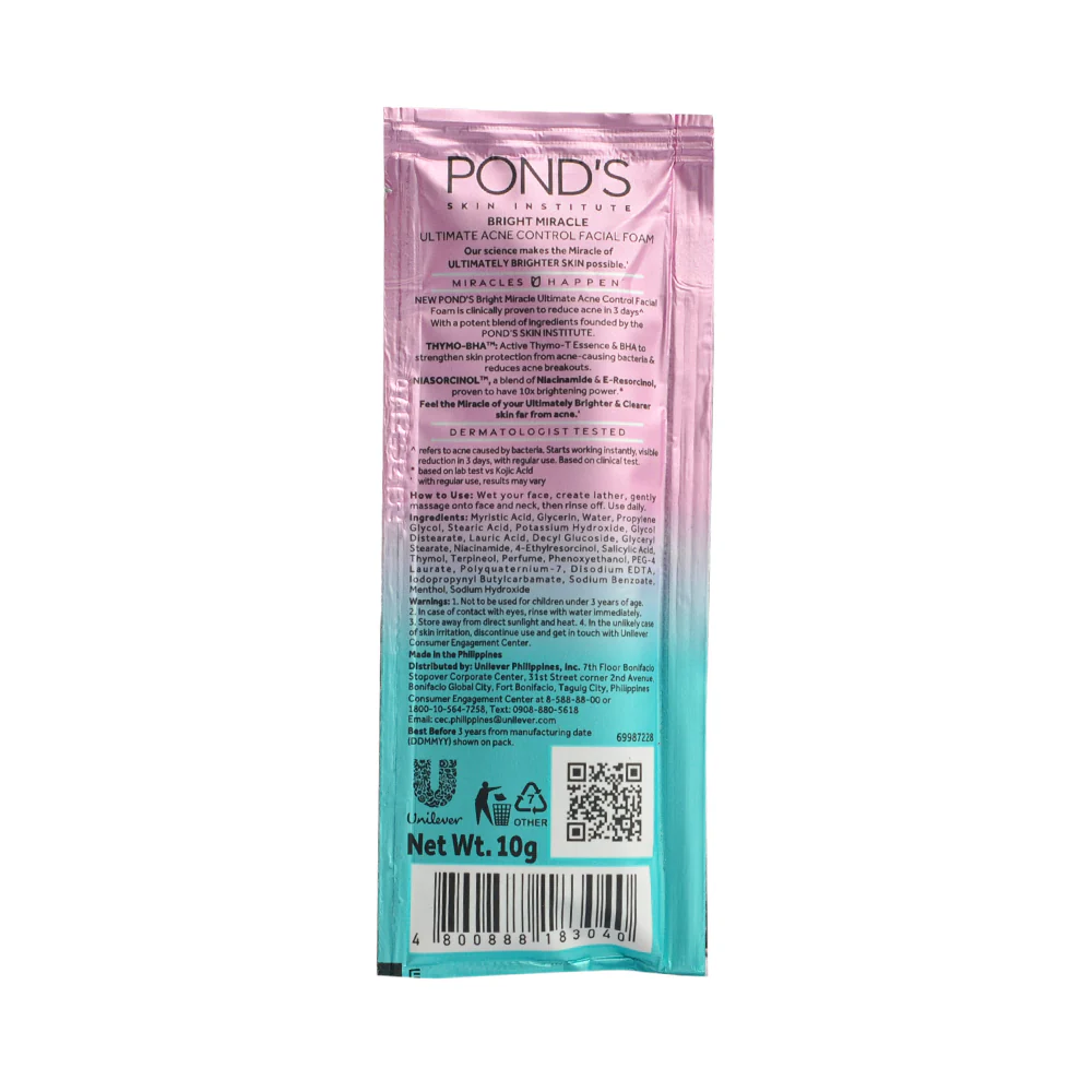 Pond's Acne Clear White Multi Action Facial Foam + Scrub 10g - Image 2