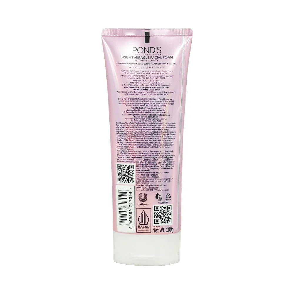 Pond's White Beauty Spotless Rosy White Lightening Facial Foam 100g - Image 2