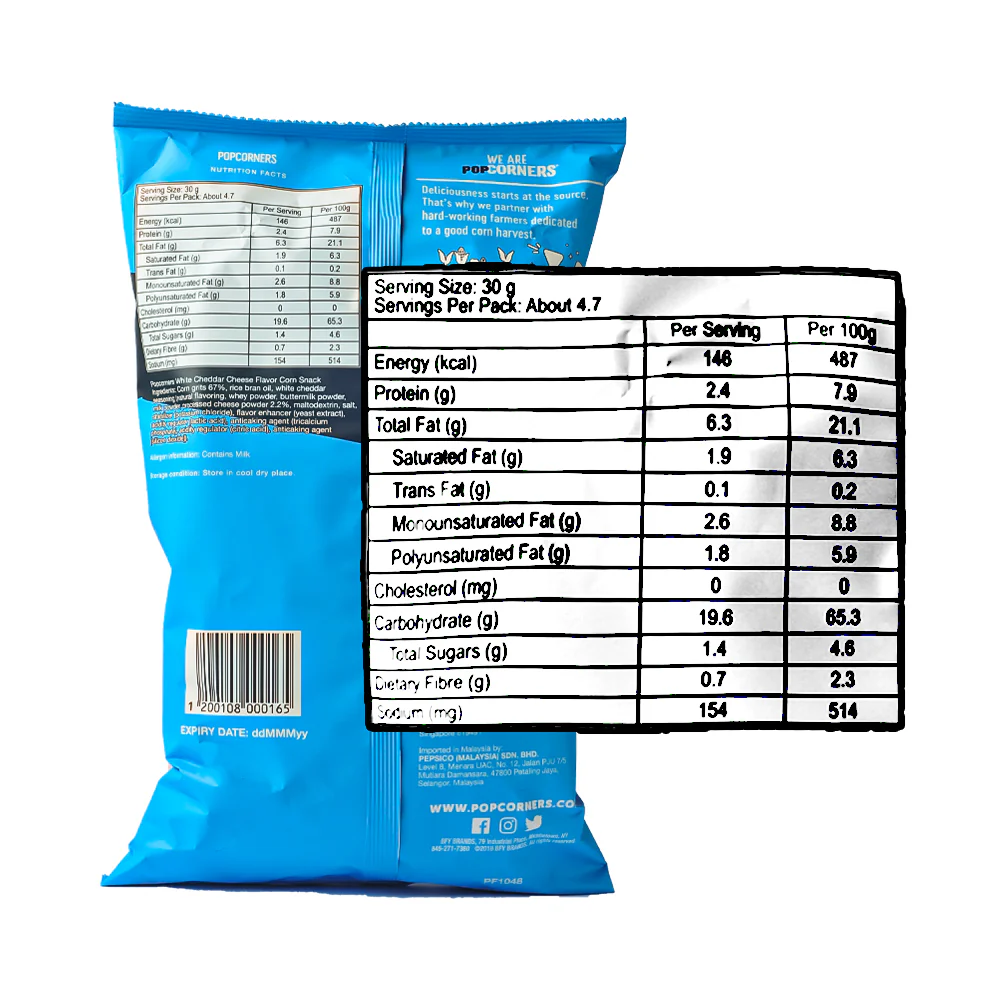 Popcorners Corn Snack White Cheddar Cheese 142g - Image 3