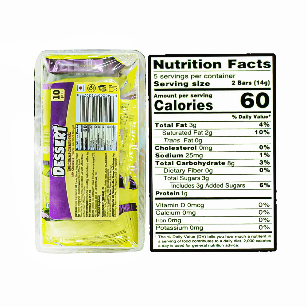 Pran Dessert Chocolate Coated Bar 7g x 10's - Image 2