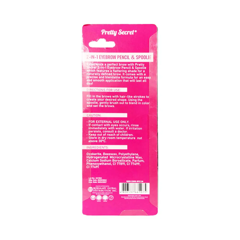 Pretty Secret 2-in-1 Eyebrow Pencil And Spoolie Ash Brown 0.3g - Image 3