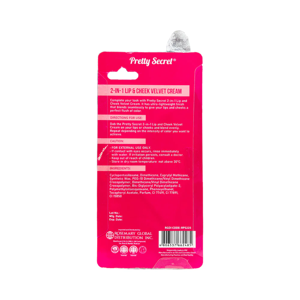 Pretty Secret 2in1 Lip And Cheek Velvet Cream 7.5ml - Image 6