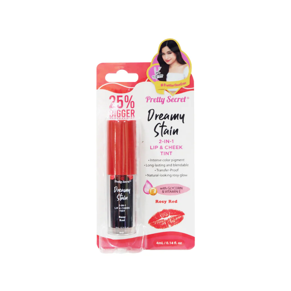 Pretty Secret Rosy Red Dreamy Stain 2-In-1 Lip And Cheek Tint 4ml - Image 2