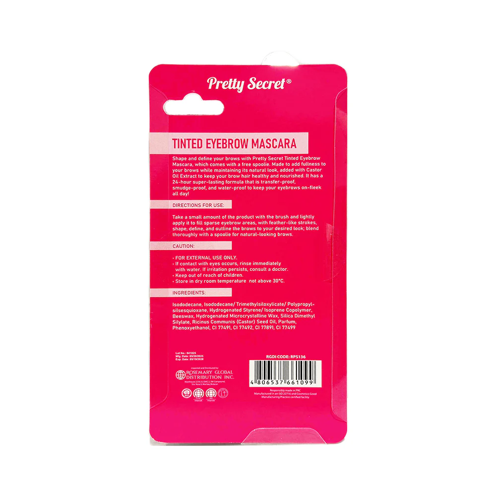 Pretty Secret Tinted Eyebrow Mascara Ash Brown 9ml - Image 3