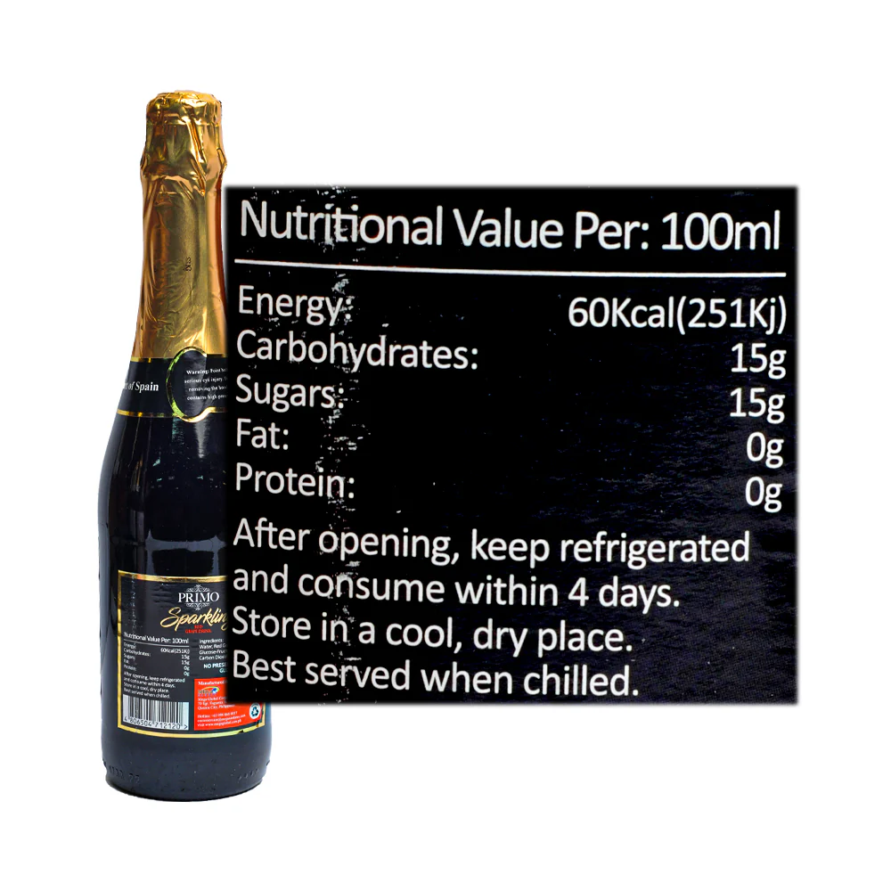 Primo Sparkling Wine Red Grape 750ml - Image 2
