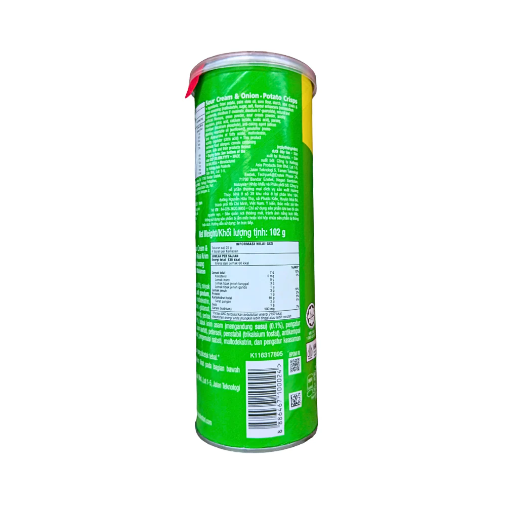 Pringles Potato Crisps Sour Cream & Onion 102g - Image 2
