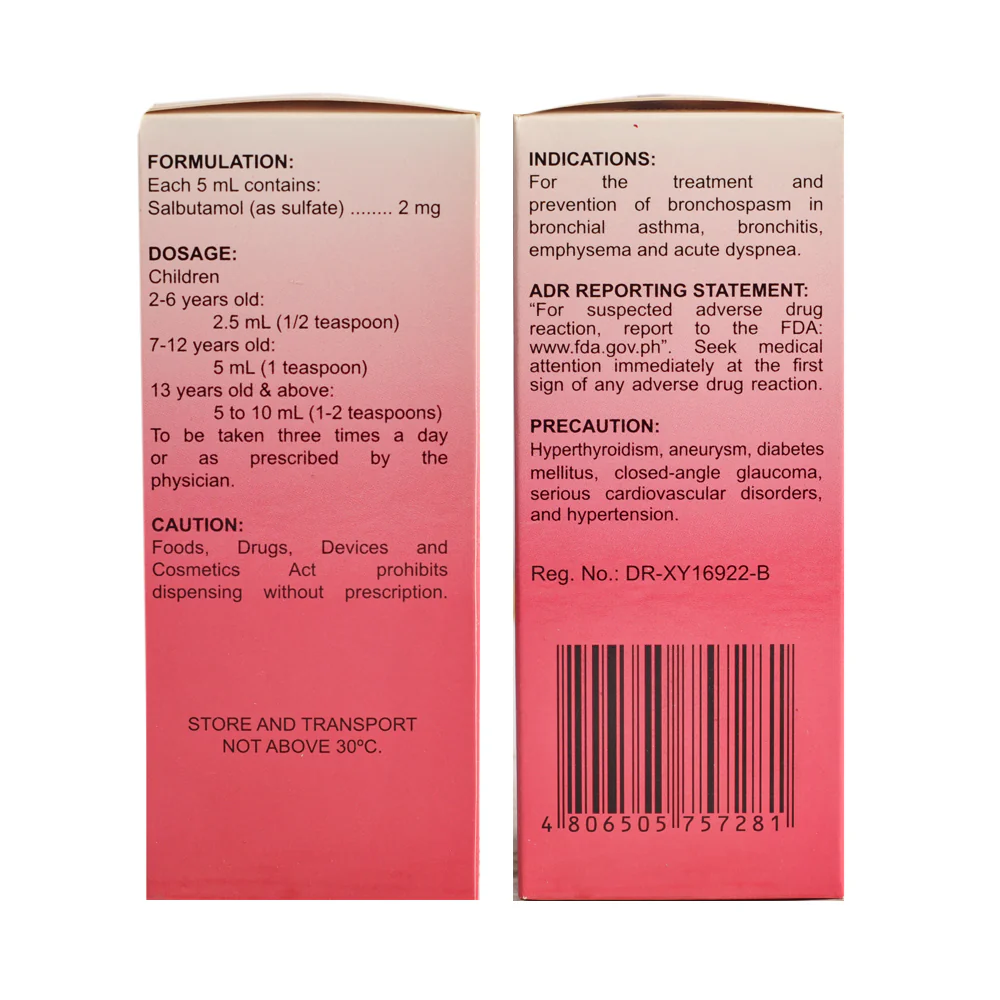 Prox-S Salbutamol 2mg/5ml Syrup 120ml - Image 3