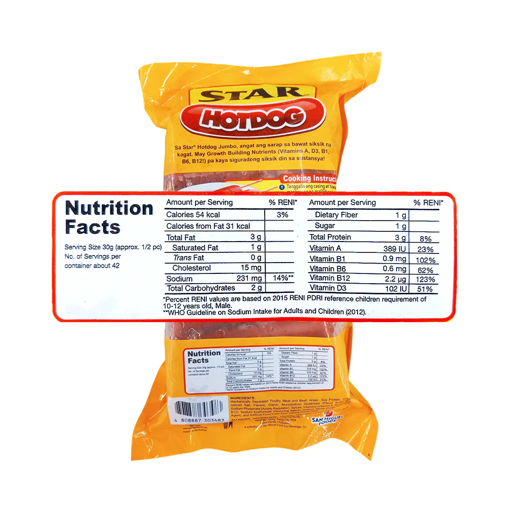 Purefoods Star Hotdog Jumbo Without Pork 1kg - Image 2