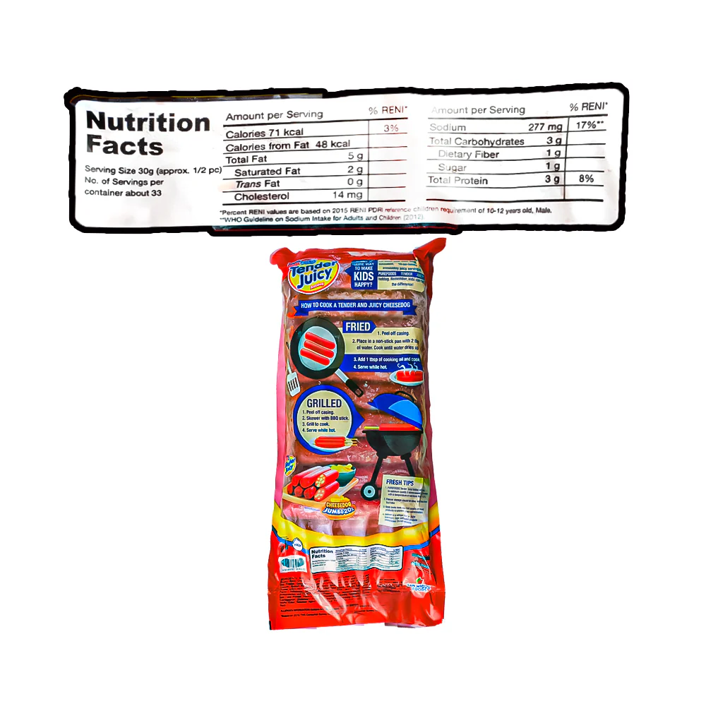 Purefoods Tender Juicy Cheesedog Without Pork Jumbo 1kg - Image 2