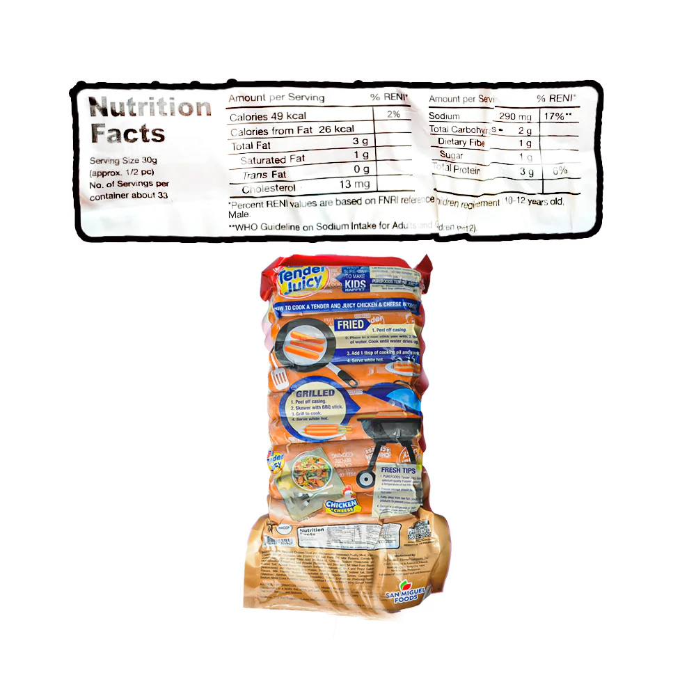 Purefoods Tender Juicy Hotdog Chicken And Cheese Jumbo 1kg - Image 2