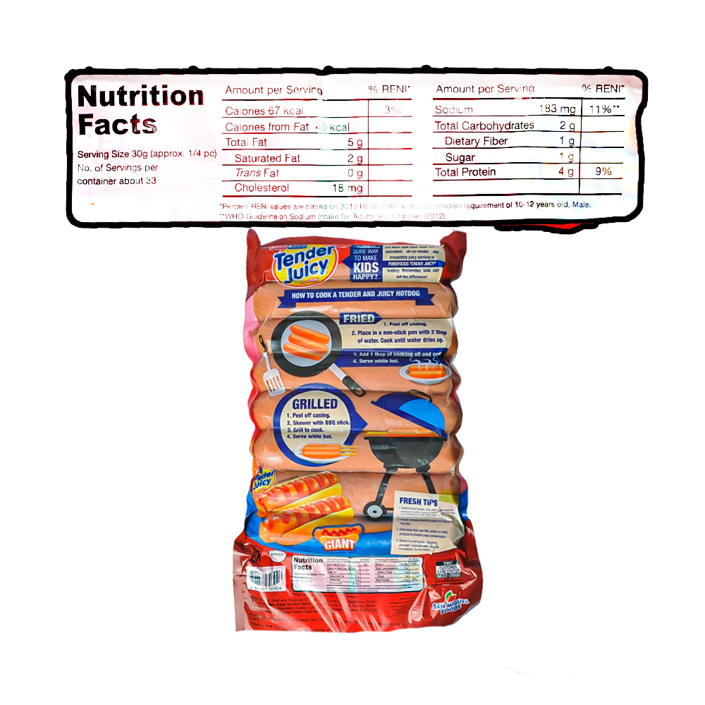 Purefoods Tender Juicy Hotdog Giant Without Pork 1kg - Image 2