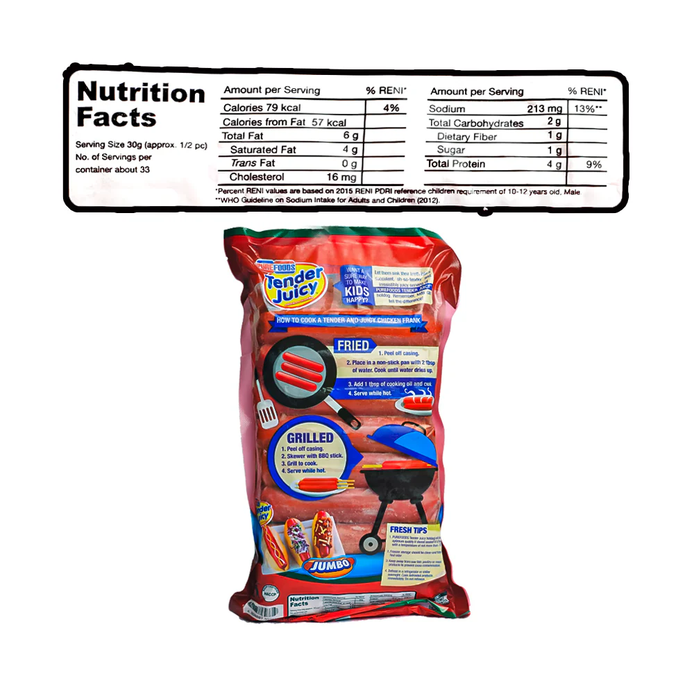 Purefoods Tender Juicy Hotdog Halal Jumbo 1kg - Image 2