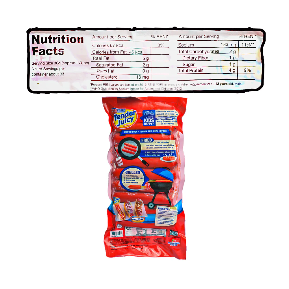 Purefoods Tender Juicy Hotdog Without Pork Jumbo 500g - Image 2