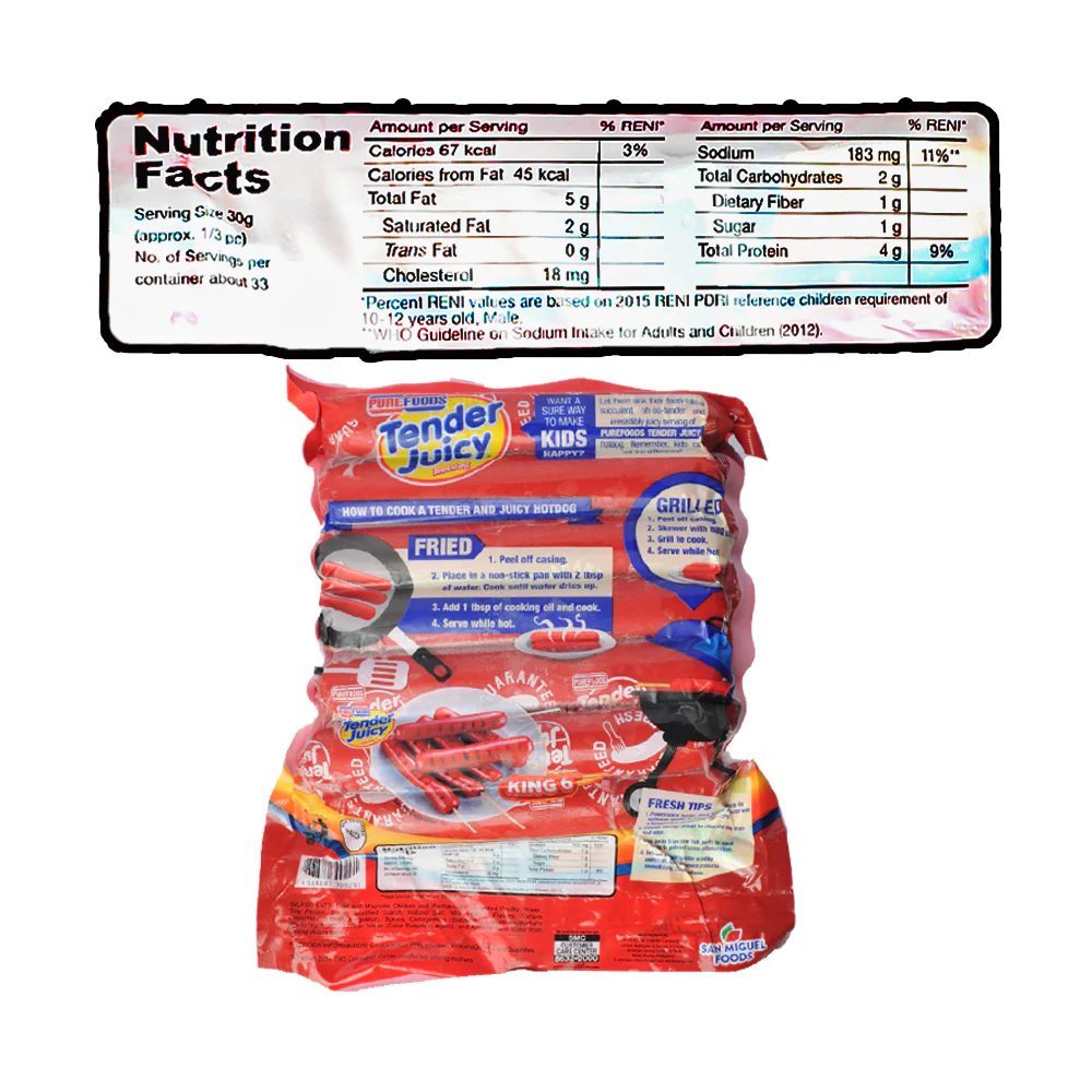 Purefoods Tender Juicy Hotdog Without Pork Jumbo King 6in - Image 2