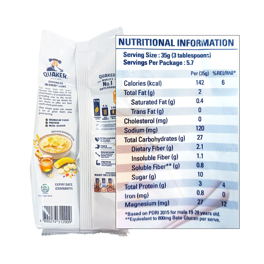 Quaker Banana And Honey Flavor Instant Oatmeal 200g - Image 2