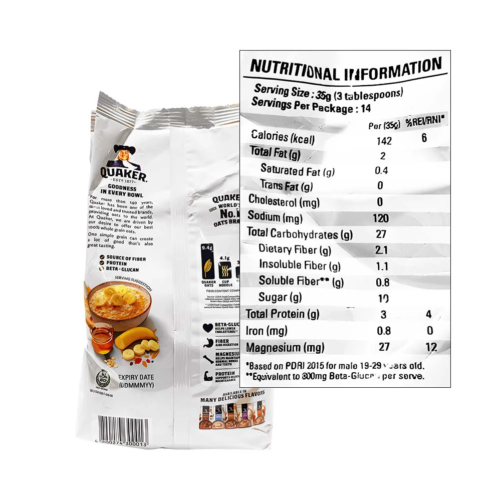 Quaker Banana And Honey Flavor Instant Oatmeal 500g - Image 2