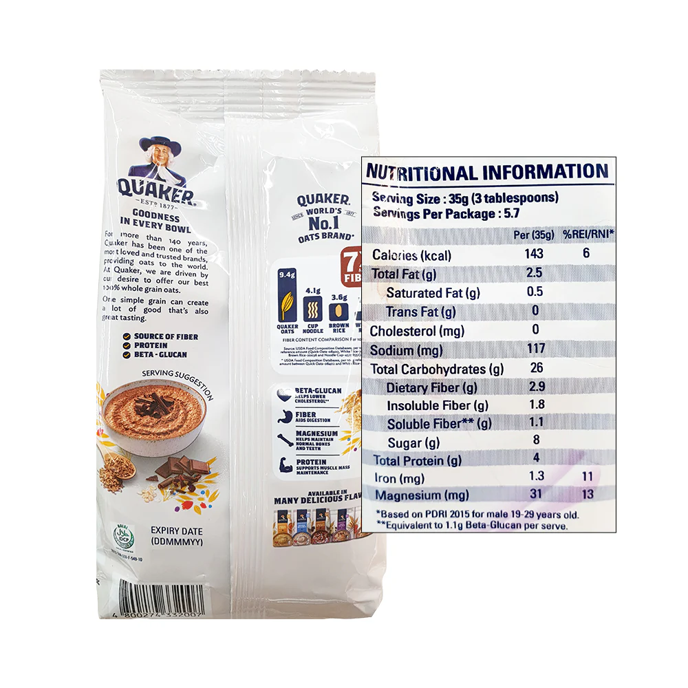 Quaker Chocolate Instant Oatmeal 200g - Image 2
