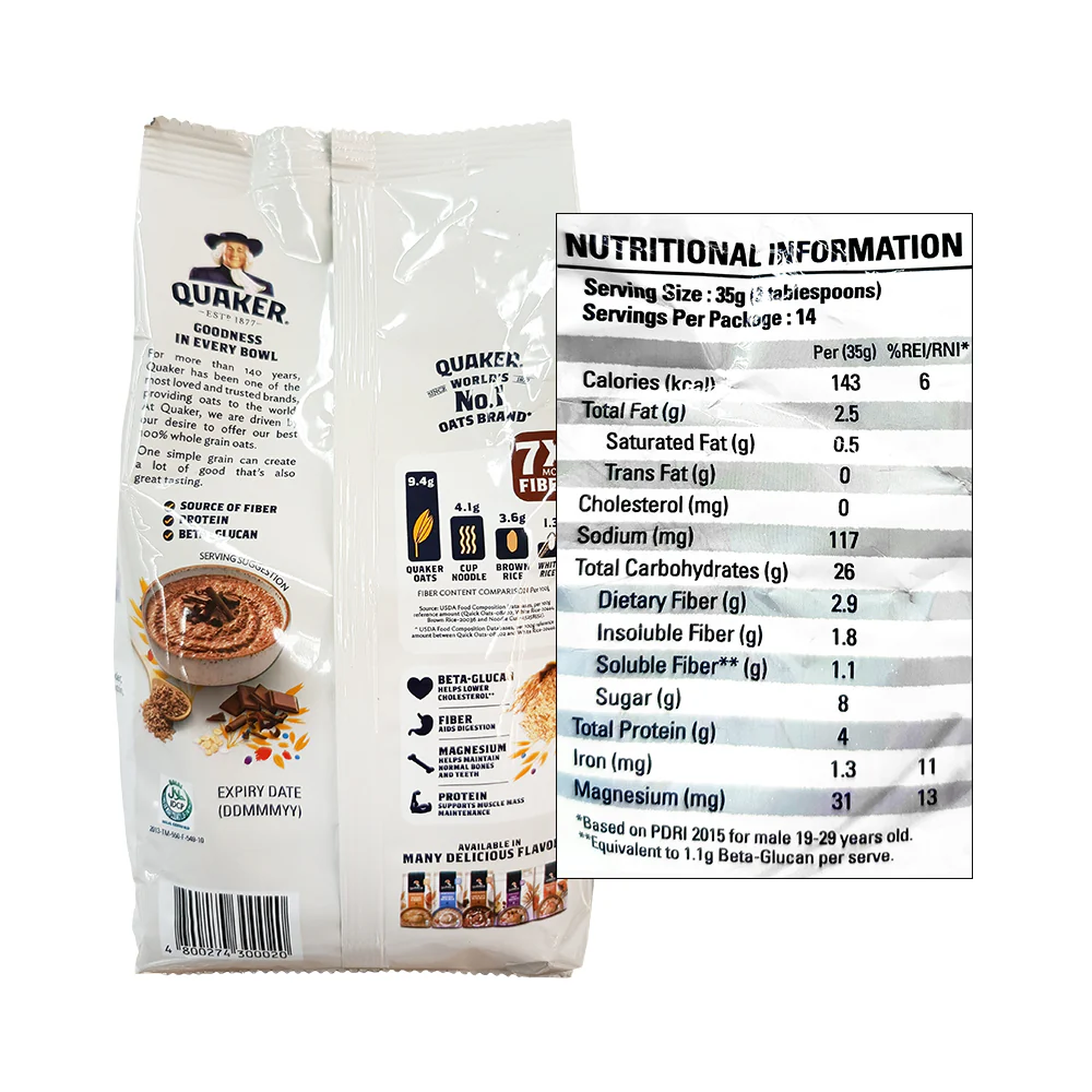 Quaker Chocolate Instant Oatmeal 500g - Image 2