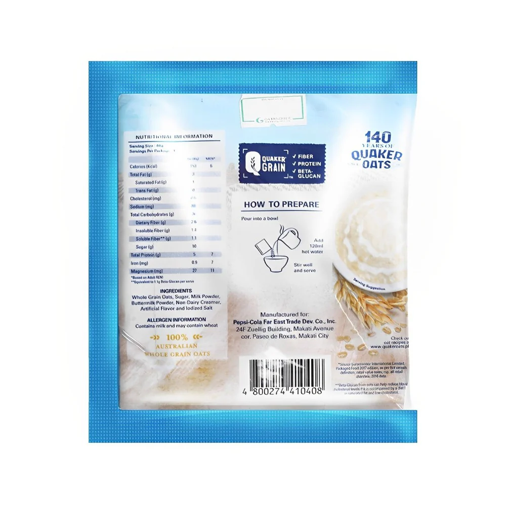 Quaker Instant Oatmeal With Milk 40g x 12's - Image 2