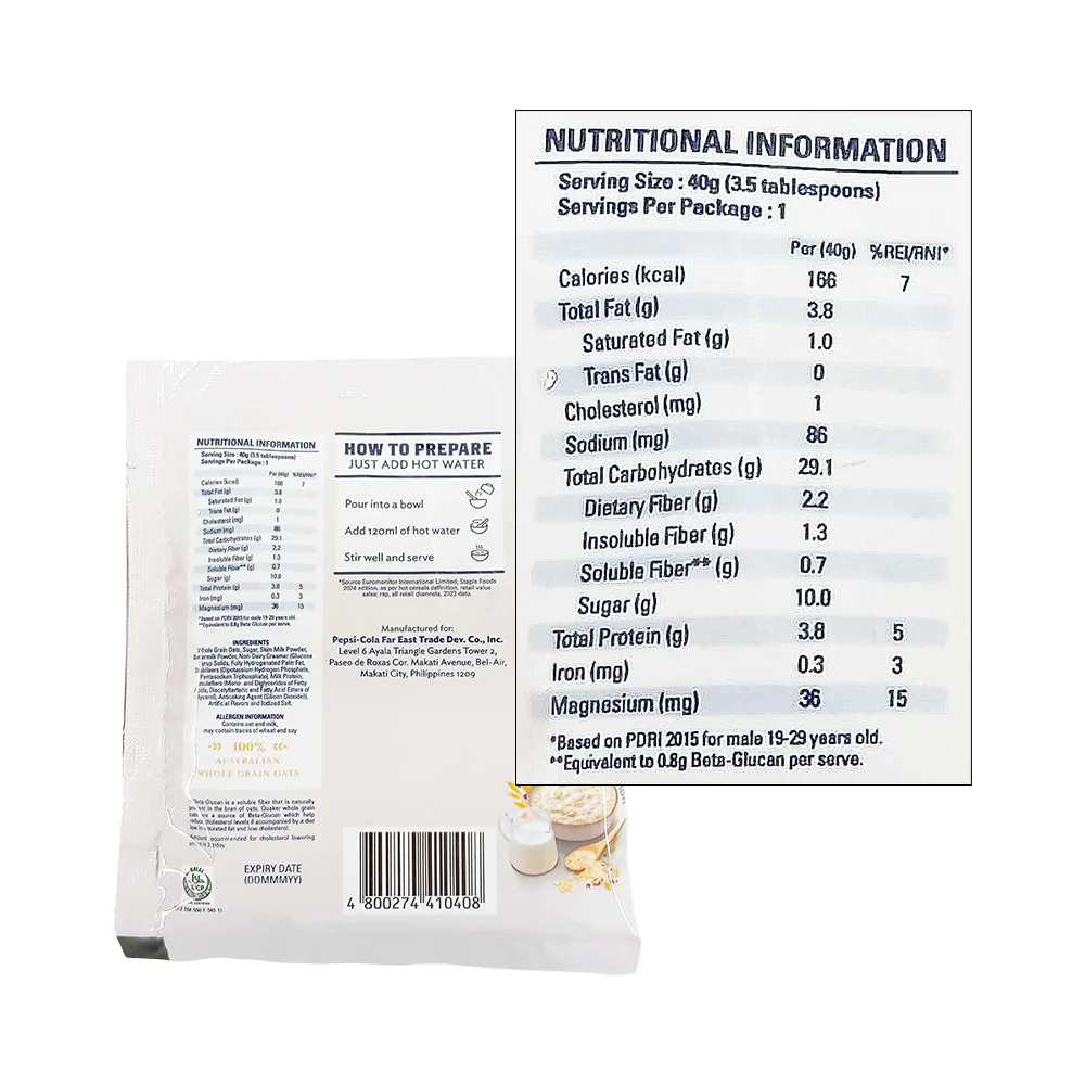 Quaker Instant Oats with Milk 40g - Image 2