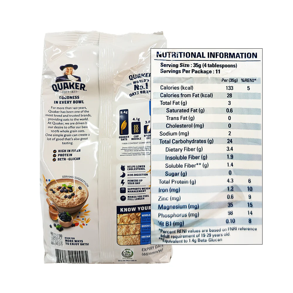 Quaker Quick Cooking Oats Foil 400g - Image 2