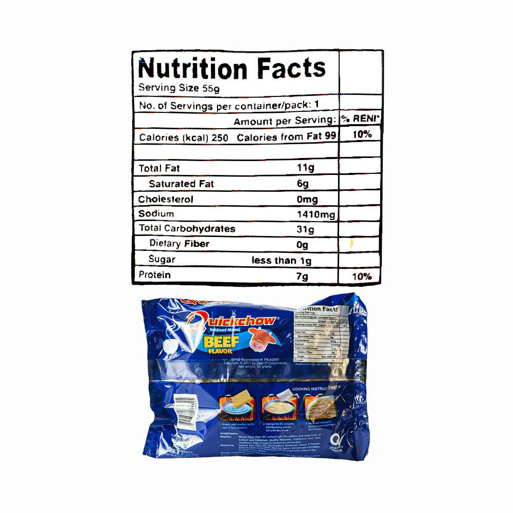 Quickchow Instant Mami Noodles Beef 55g - Image 3