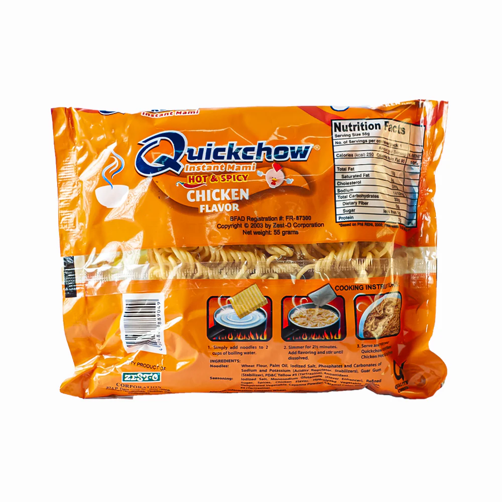 Quickchow Instant Mami Noodles Hot & Spicy Chicken 55g - Image 2