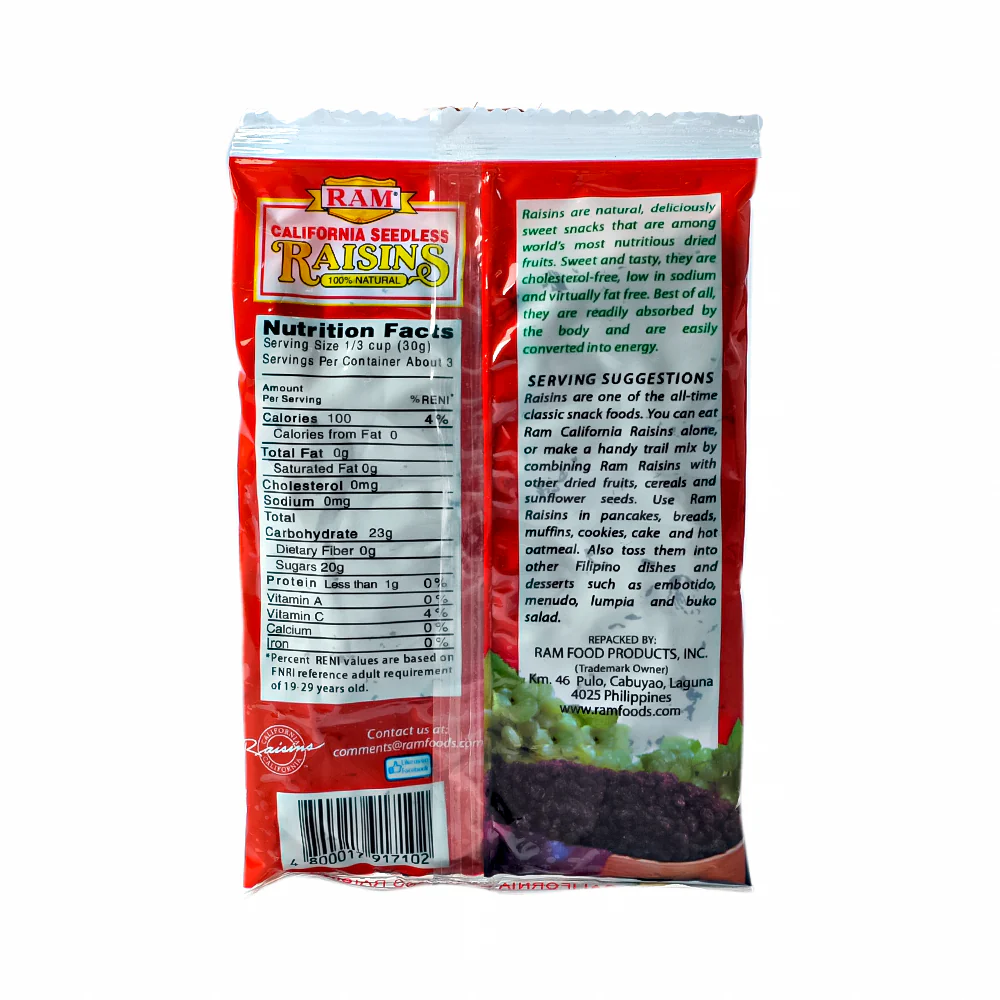 Ram California Seedless Raisins 100g - Image 2