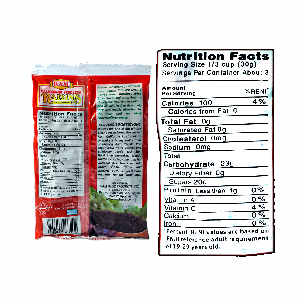 Ram California Seedless Raisins 100g - Image 3