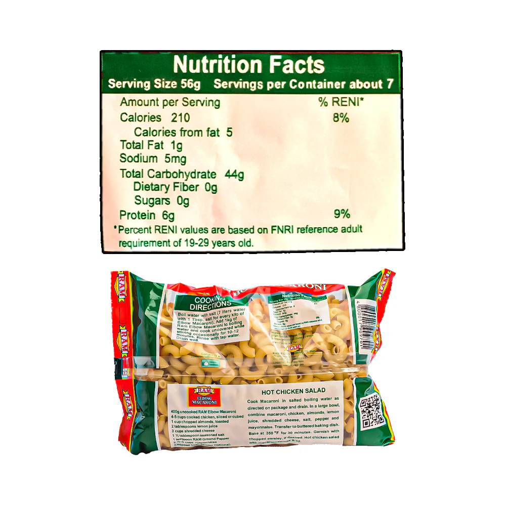 Ram Elbow Premium Macaroni 400g - Image 3