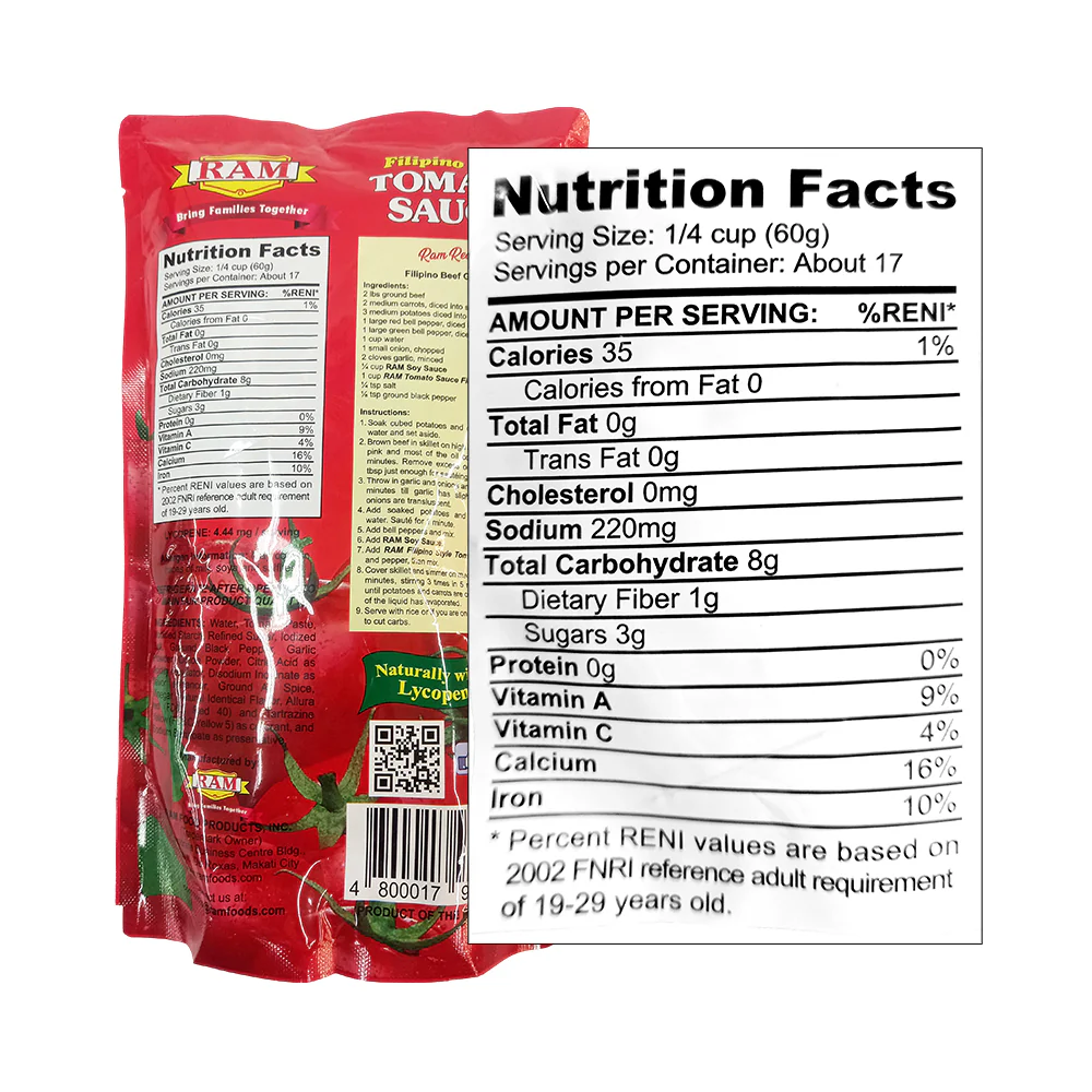 Ram Tomato Sauce Filipino Style 1kg - Image 2