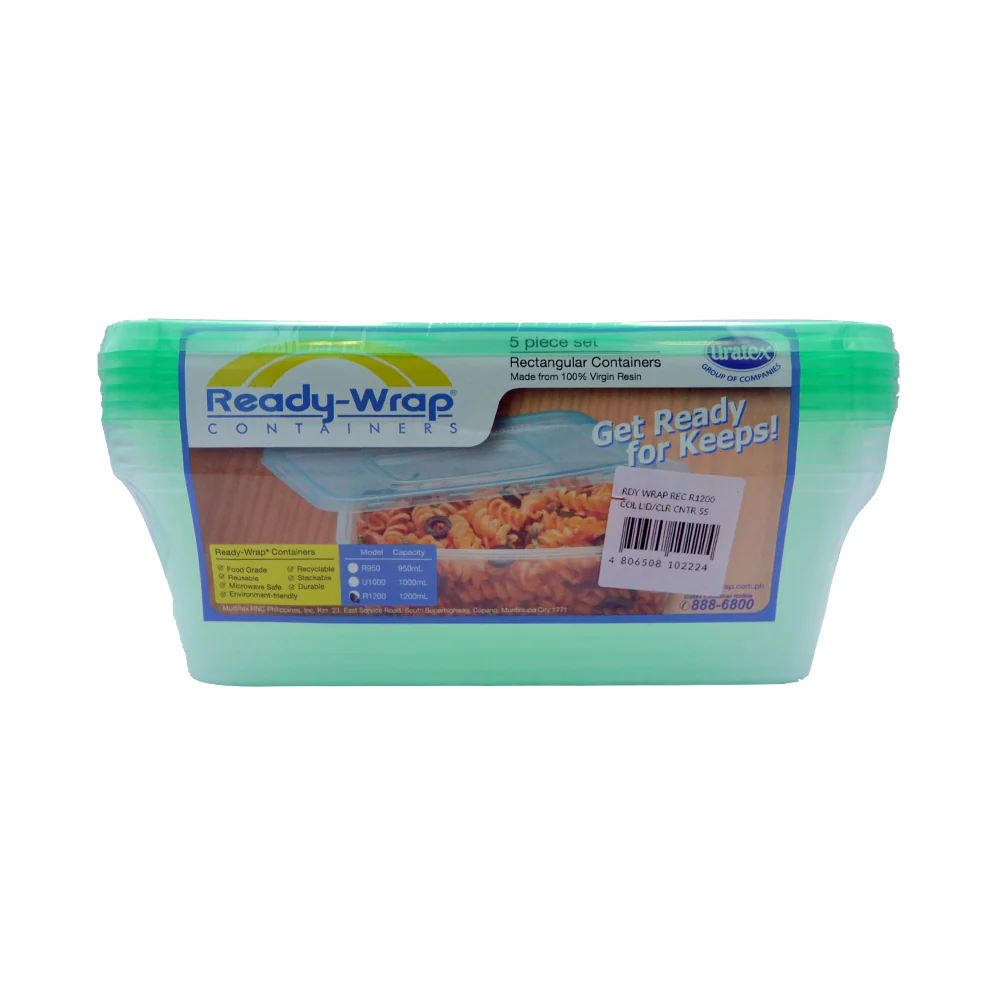 Ready-Wrap R1200 Mix Colored Lid And Clear Container 5's - Image 4