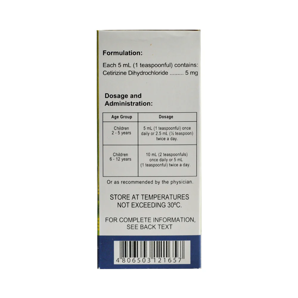Reax Cetirizine 5mg/5ml Syrup 60ml - Image 2