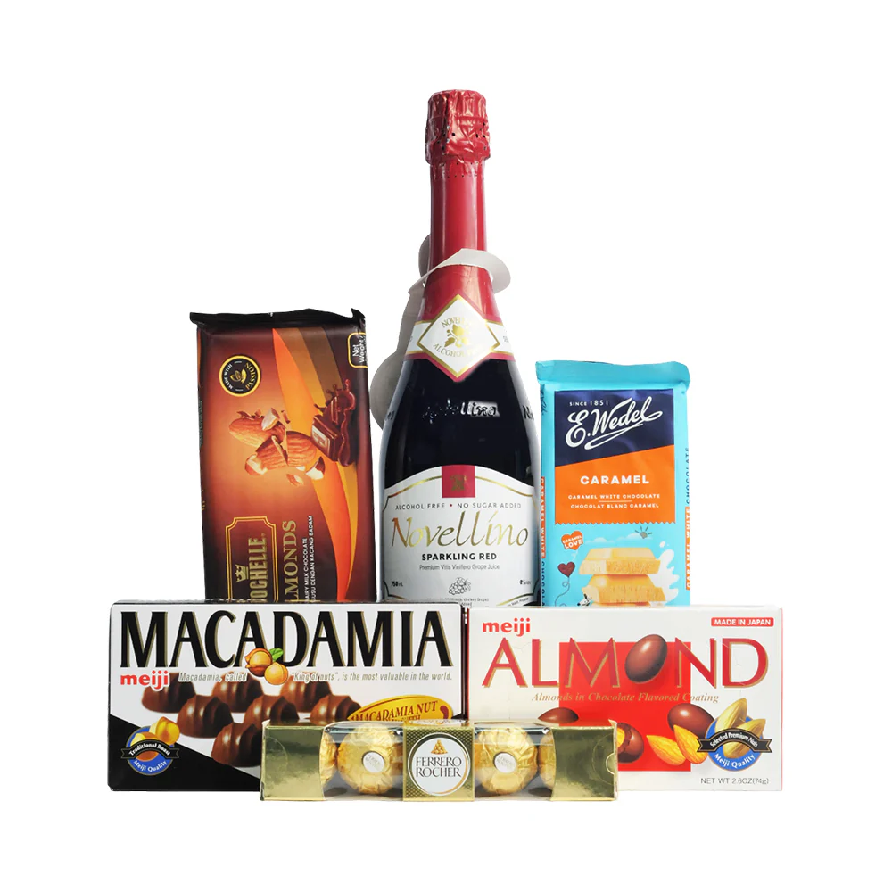 Red Wine And Chocolate Treasures Gift Basket - Image 2