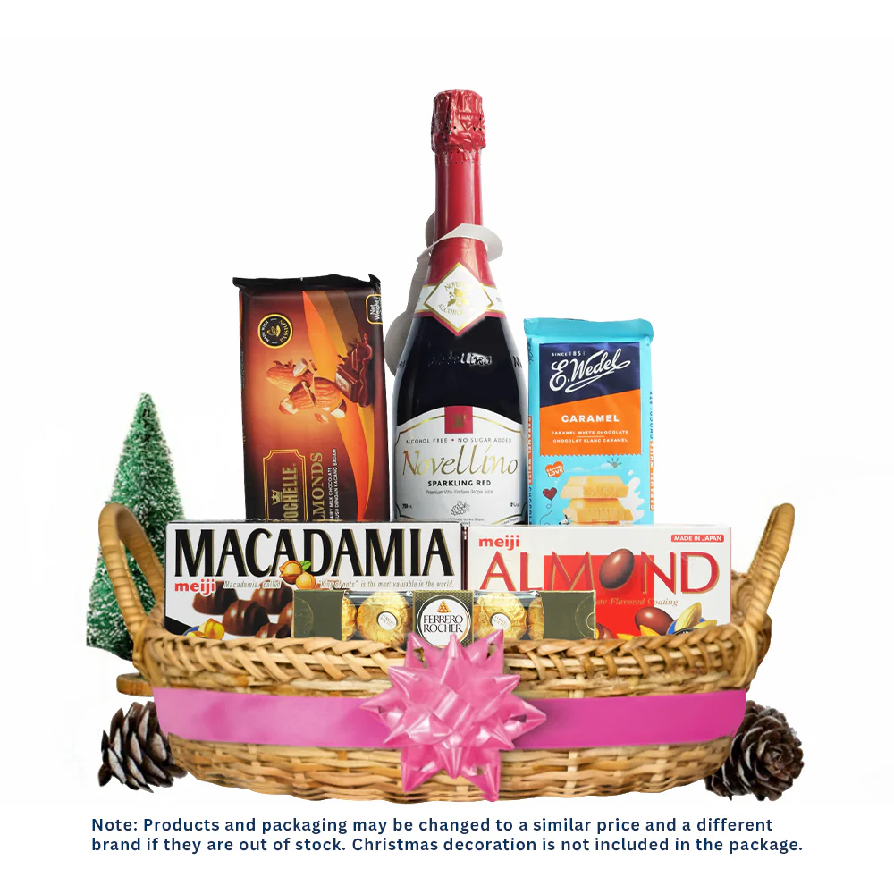 Red Wine And Chocolate Treasures Gift Basket - Image 3