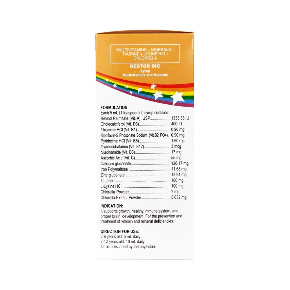 Restor Big Multivitamins Syrup 250ml - Image 3