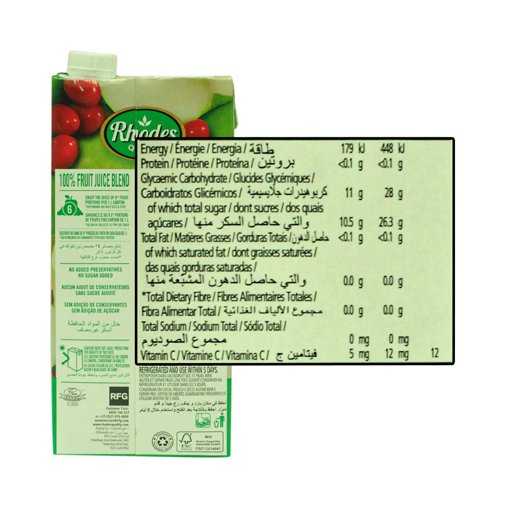 Rhodes 100% Fruit Juice 1L - Image 5
